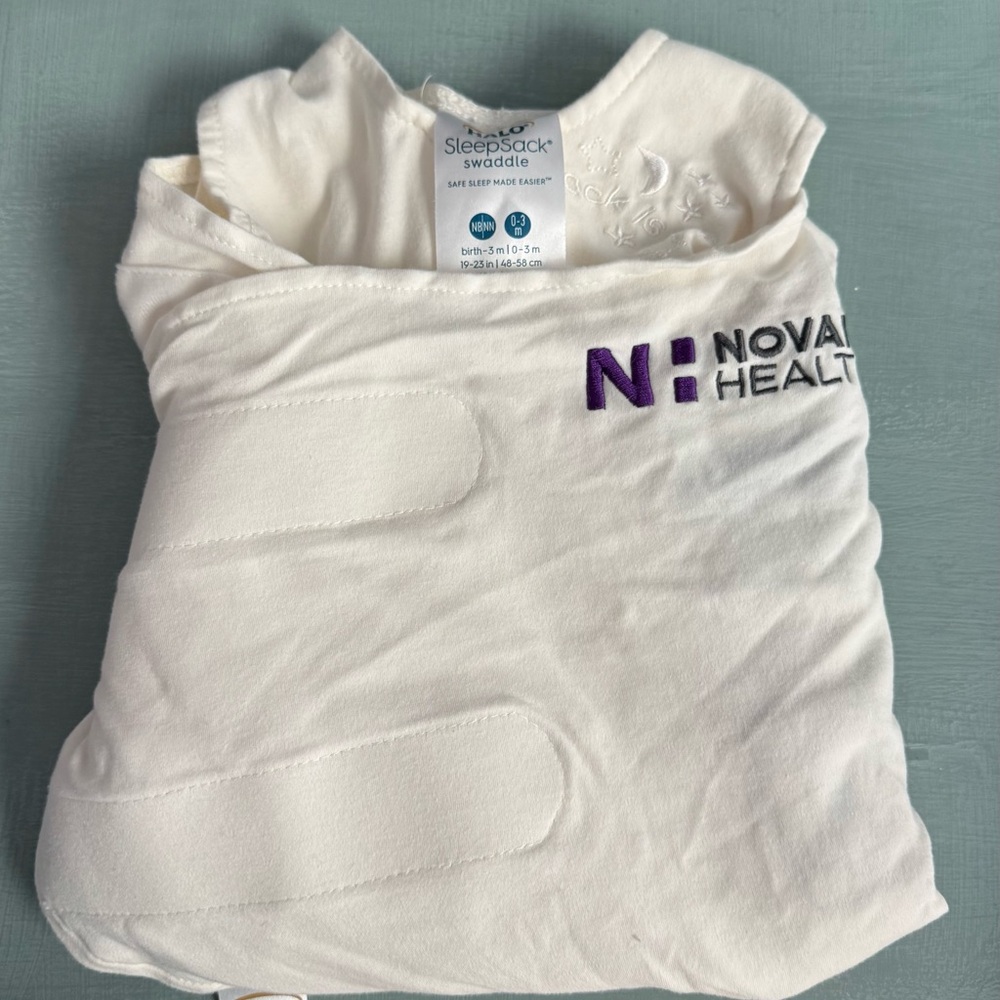 Halo White SleepSack Swaddle with Purple Embroidery